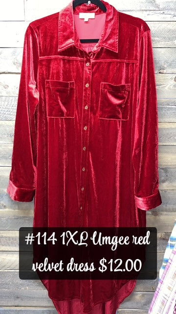 #114 1XL UMGEE RED VELVET DRESS