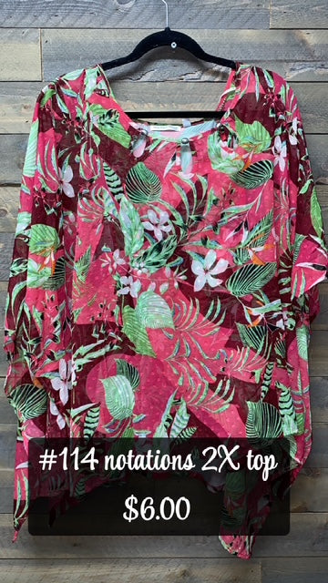 #114 2X NOTATIONS FLORAL TOP