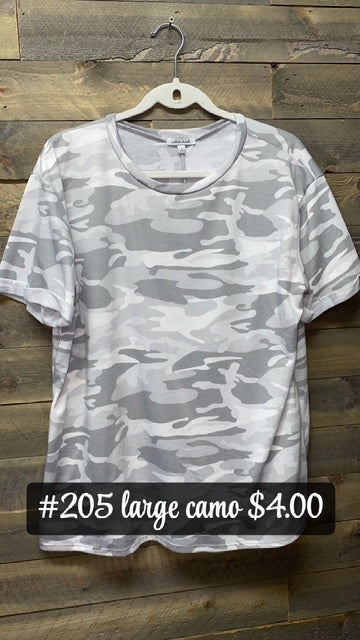 #205 LARGE GREY CAMO TOP