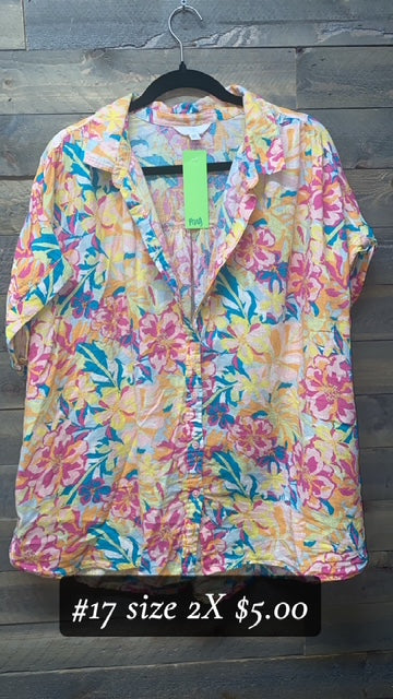 #17 2X FLORAL LINEN TOP