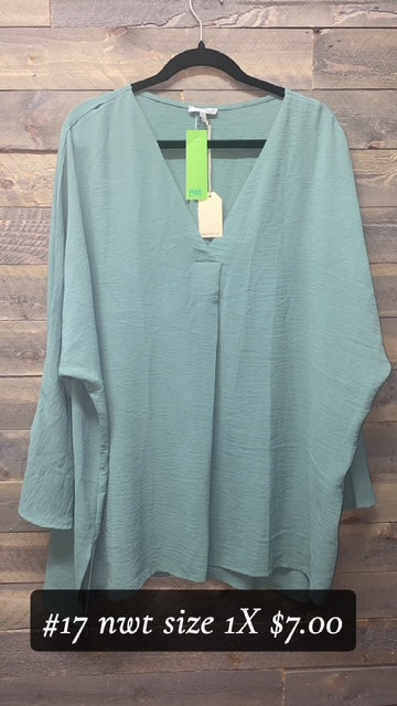 #17 1X NWT SAGE GREEN TOP