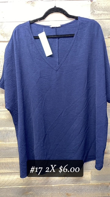 #17 2X NAVY V-NECK DRESS TOP