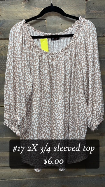 #17 2X 3/4 LEOPARD DRESS TOP