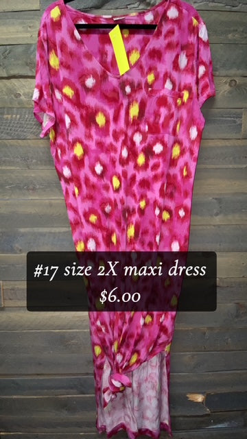 #17 PINK 2X LEOPARD MAXI DRESS
