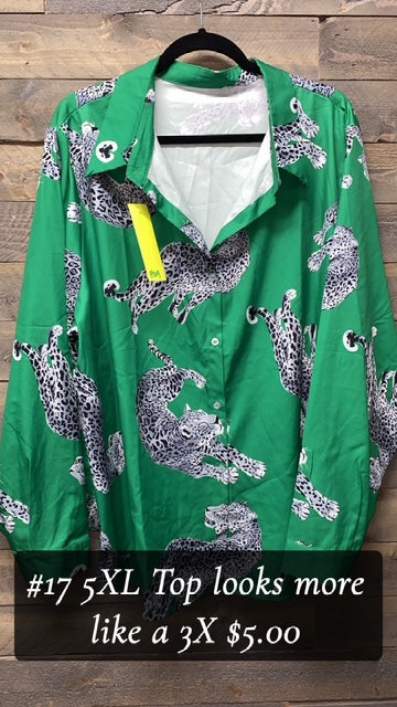 #17 5XL GREEN LEOPARD TOP (3X)