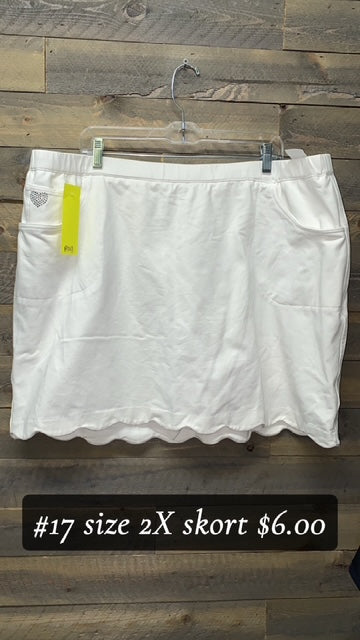 #17 WHITE SIZE 2X SKORT