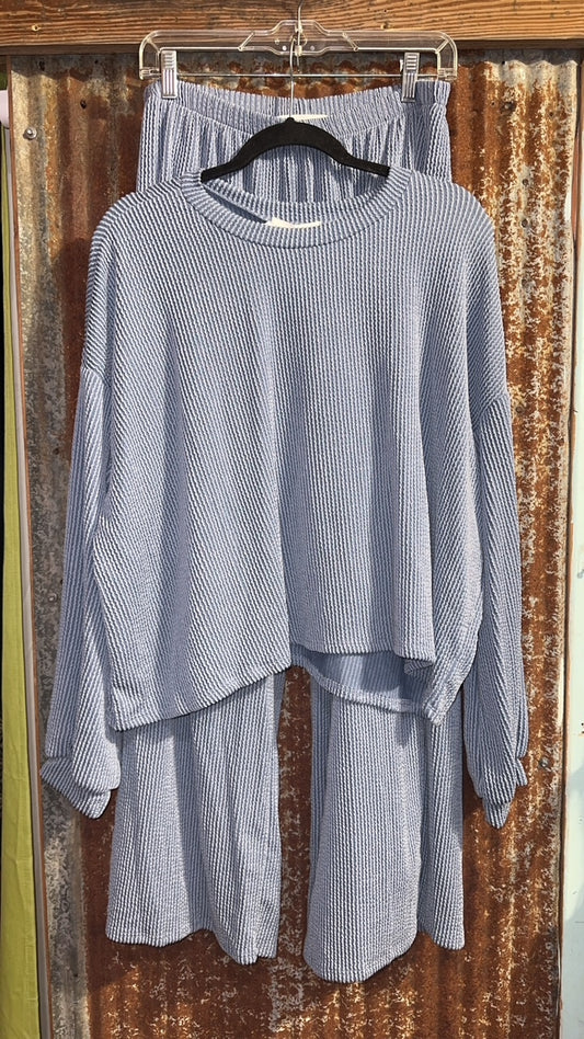 CC BLUE RIBBED LOUNGE SET