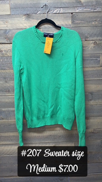 #207 MEDIUM GREEN POLO SWEATER