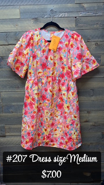 #207 MEDIUM PINK FLORAL DRESS