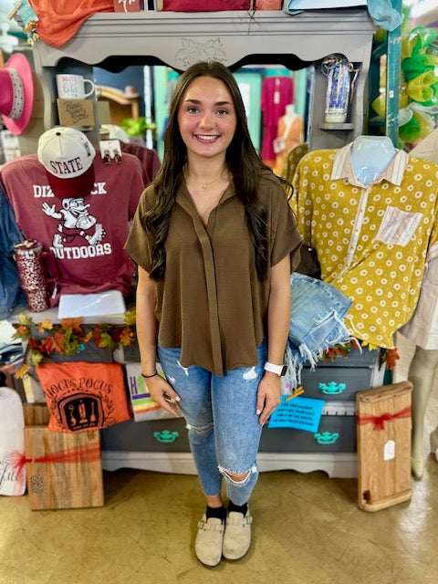 CC BROWN HIGH LOW TUNIC