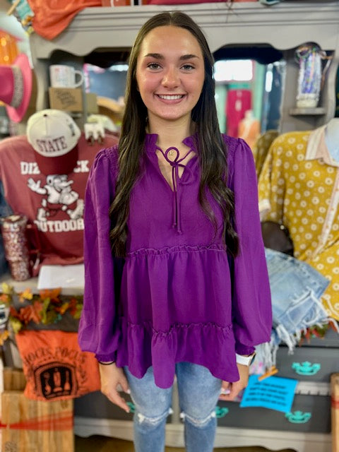 CC UMGEE PURPLE RUFFLE TOP