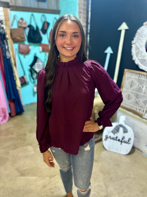CC UMGEE MAROON TIE BACK BLOUSE