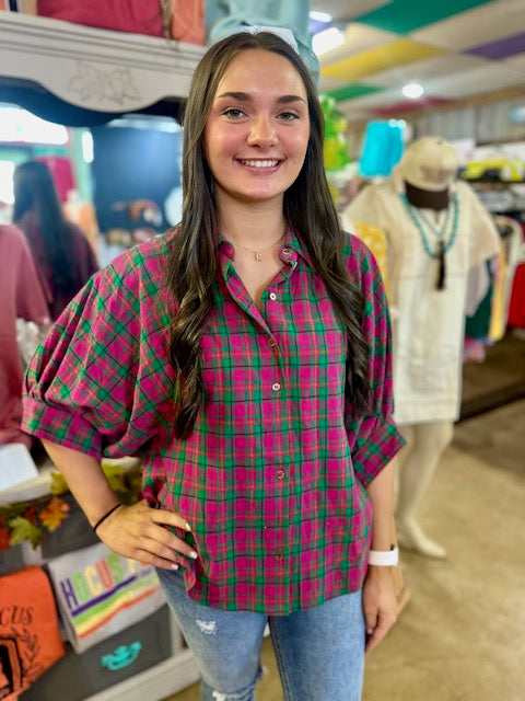 CC PLAID OVERSIZED TUNIC