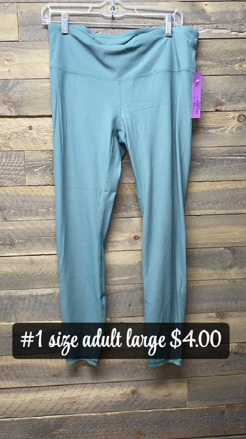 #1 SAGE GREEN LARGE RIBBED LEGGINS
