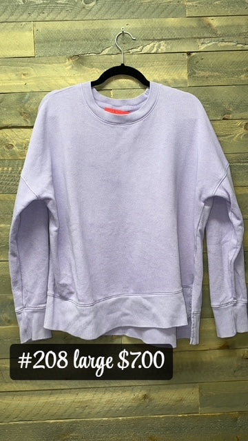 #208 LARGE LAVENDAR SWEATSHIRT