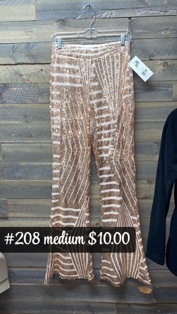 #208 GOLD SEQUIN MED PANTS