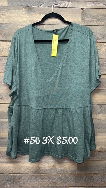 #56 3x Green Dress Top