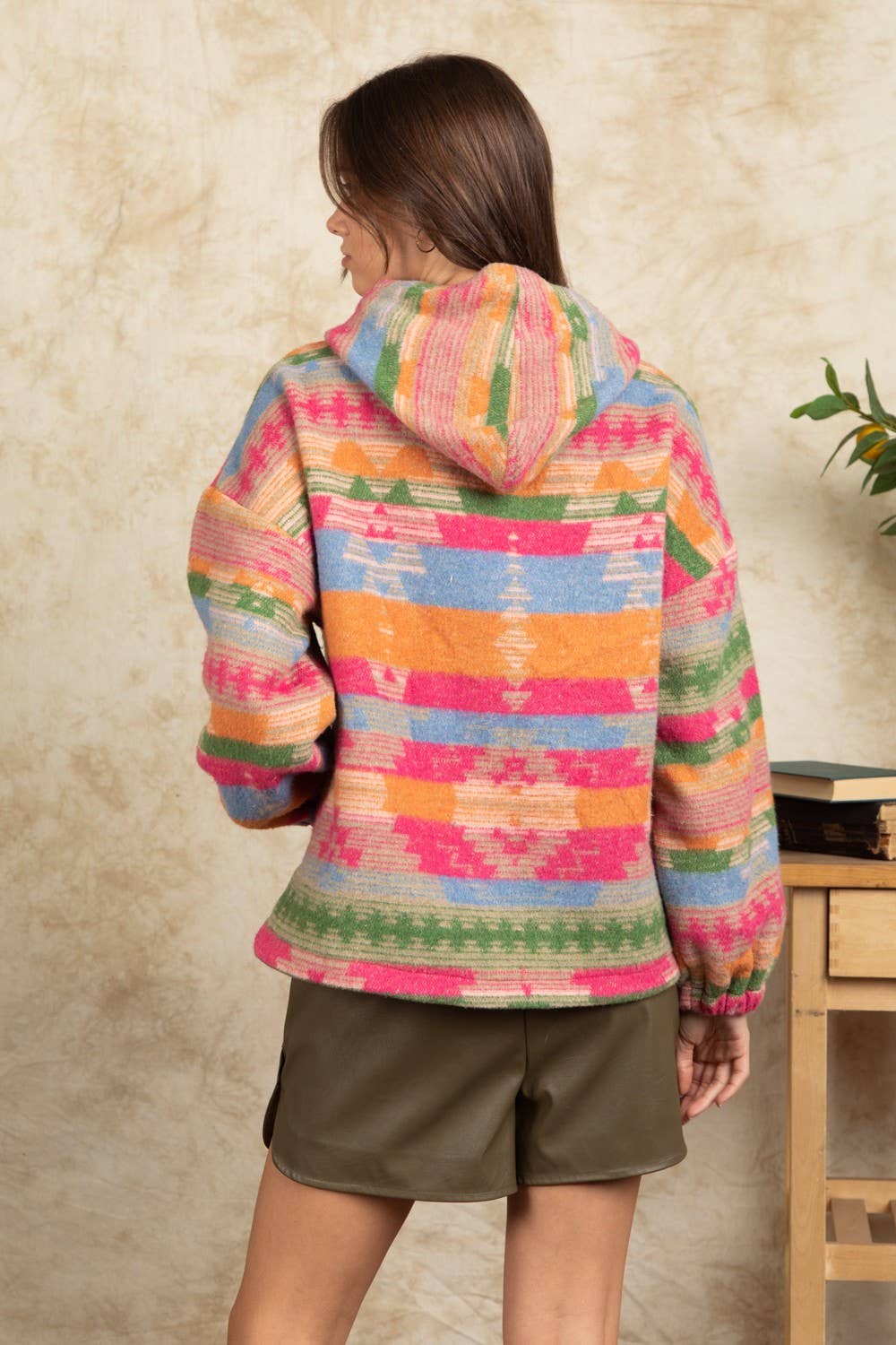 Aztec Hooded/PINK MIX