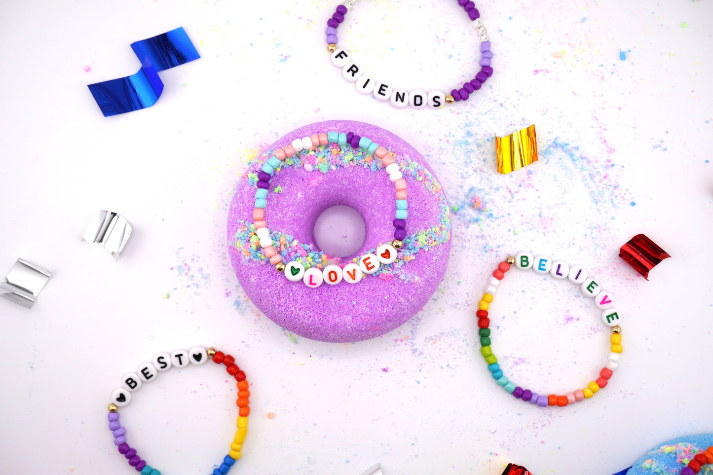 Donut Bath Bomb + Bracelet Pack | Purple