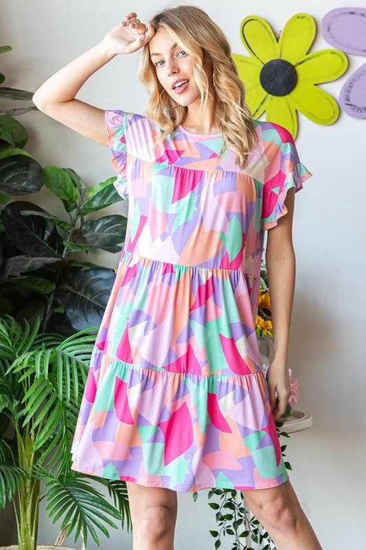 MULTI PRINT TIERD DRESS