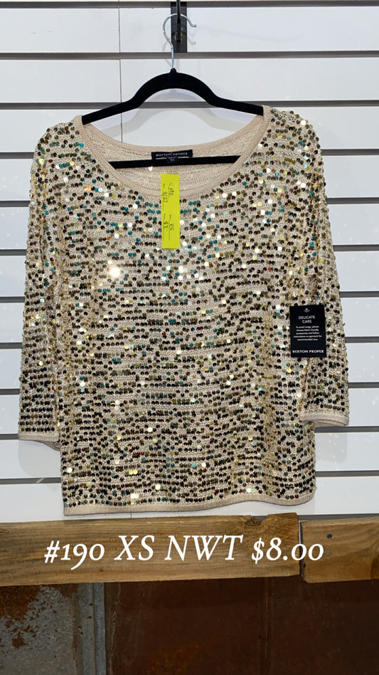 #190 XS NWT Sequin Top