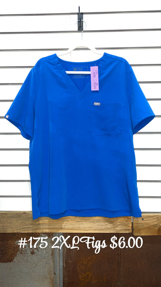 #175 2X BLUE SCRUB TOP