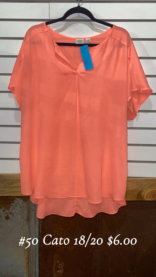 #50 Cato 18/20 Coral Top