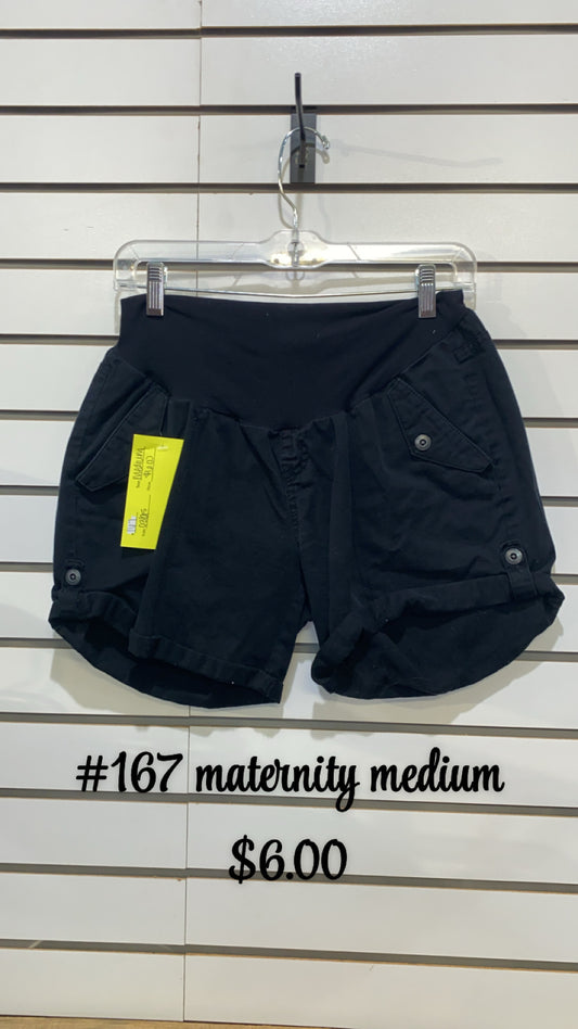 #167 MED MATERNITY BLACK SHORTS