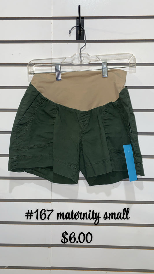#167 SMALL MATERNITY GREEN SHORTS