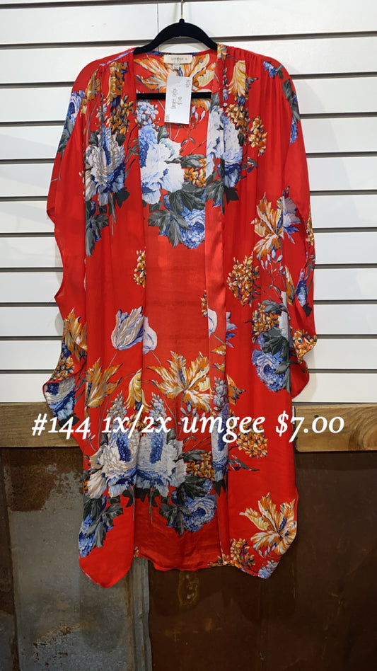 #144 1X/2X umgee red kimono