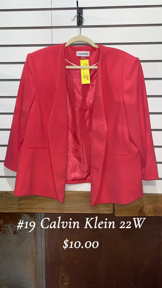 #19 Calvin Klein 22W Pink Jacket