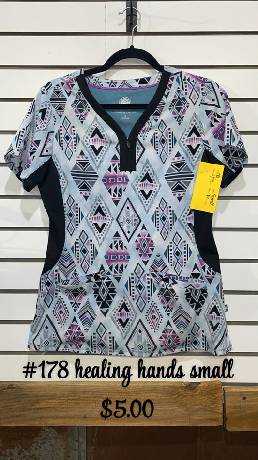#178 HEALING HANDS SMALL SCRUB TOP