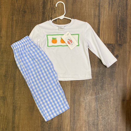 Pumpkin blue plaid set