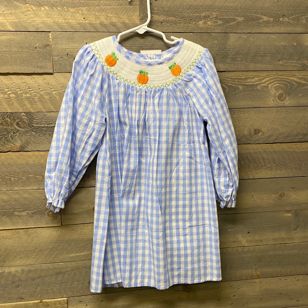 Pumpkin plaid smock dress