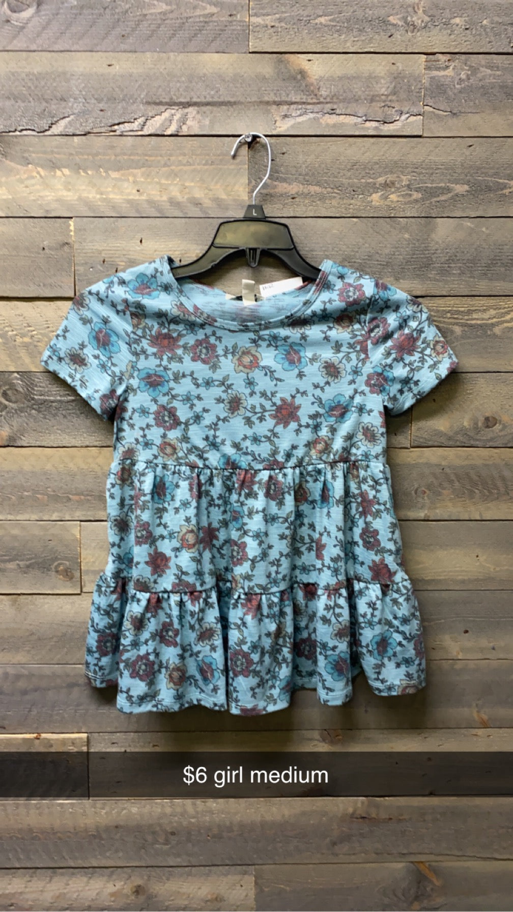 #2 girls medium blue flower top