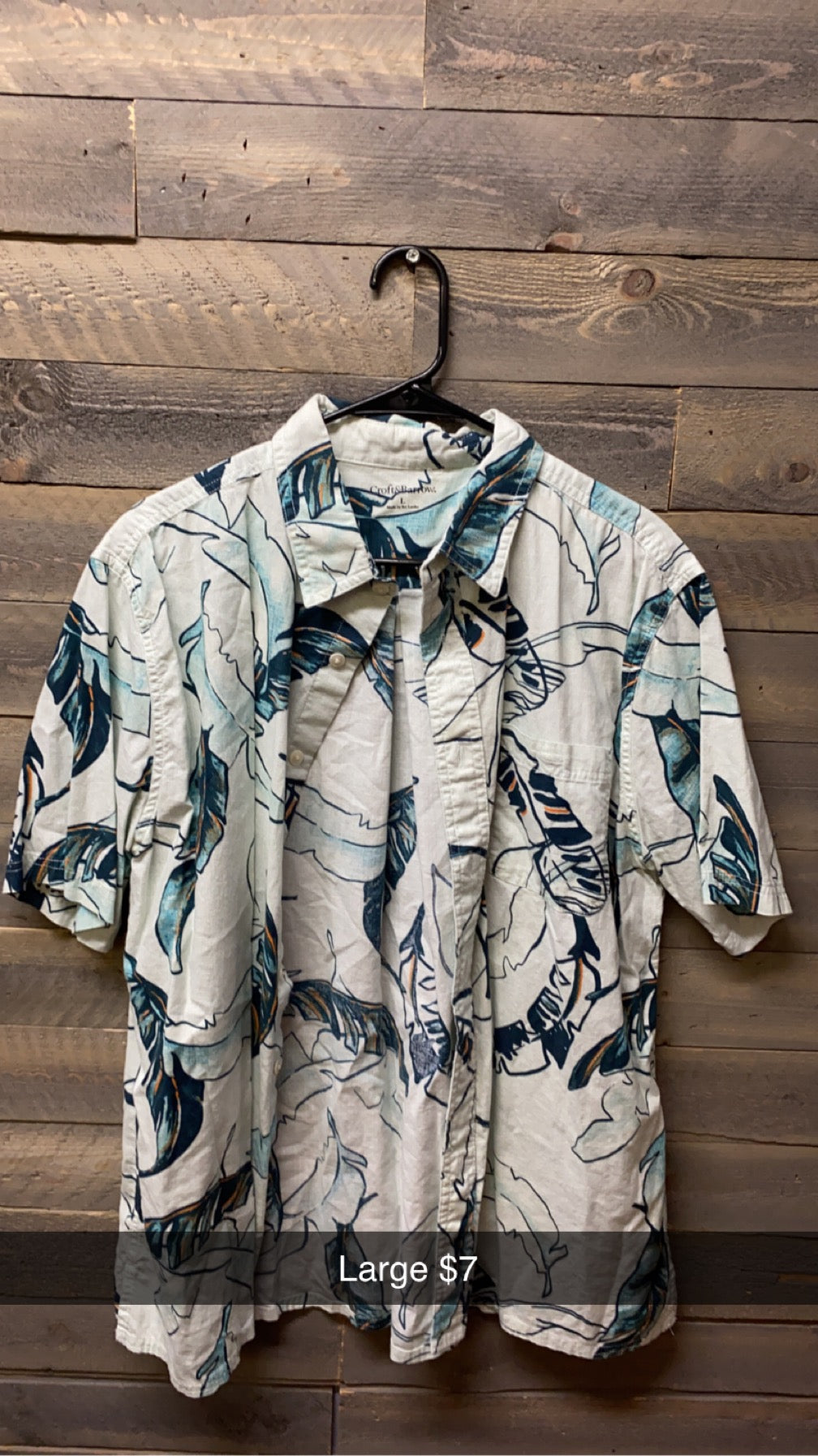 #152 Croft & Burrow Palm Leaf Button Up Large