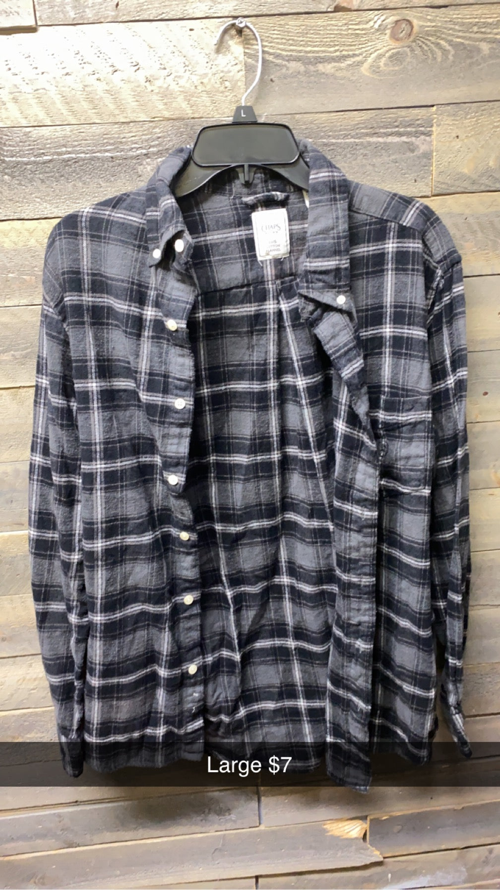 #152 Black Checkered Flannel Chaps Large