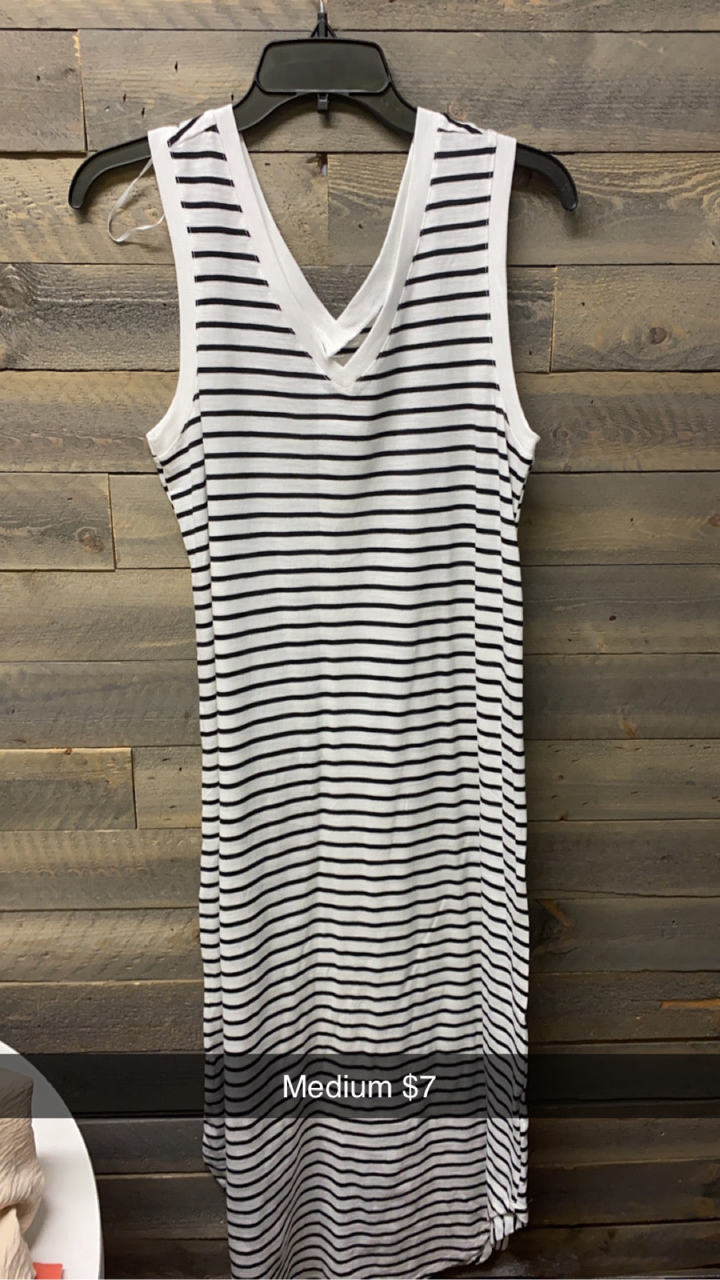 #134 black and white striped dress medium