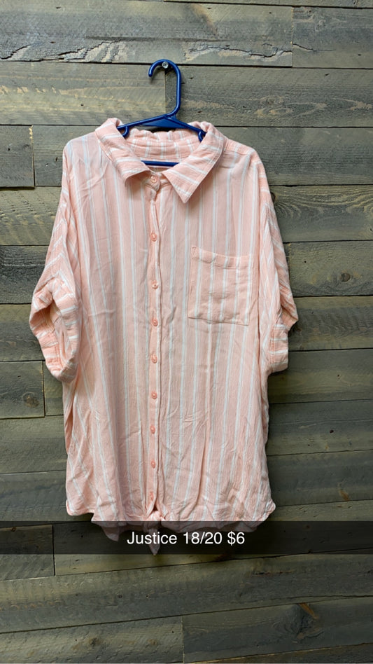 #74 justice 18/20 striped button up
