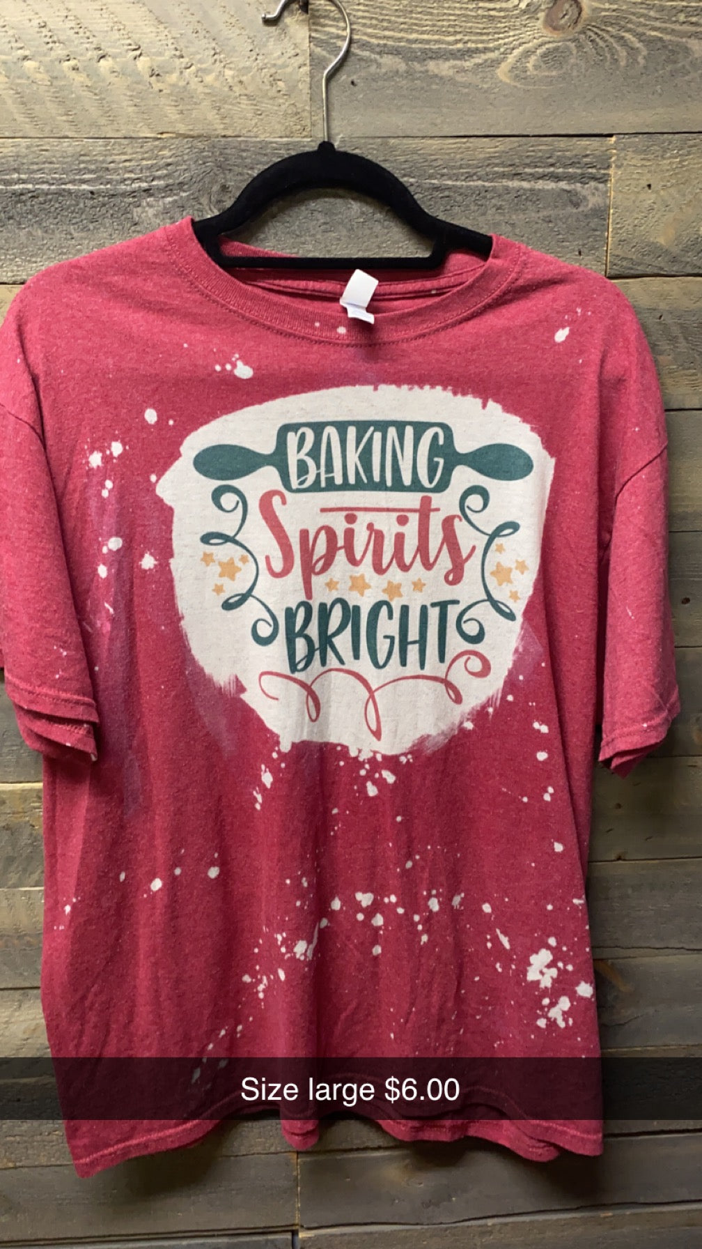 #74 baking spirits shirt large