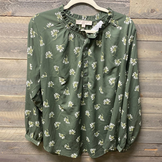 #71 Green Floral top Size 16