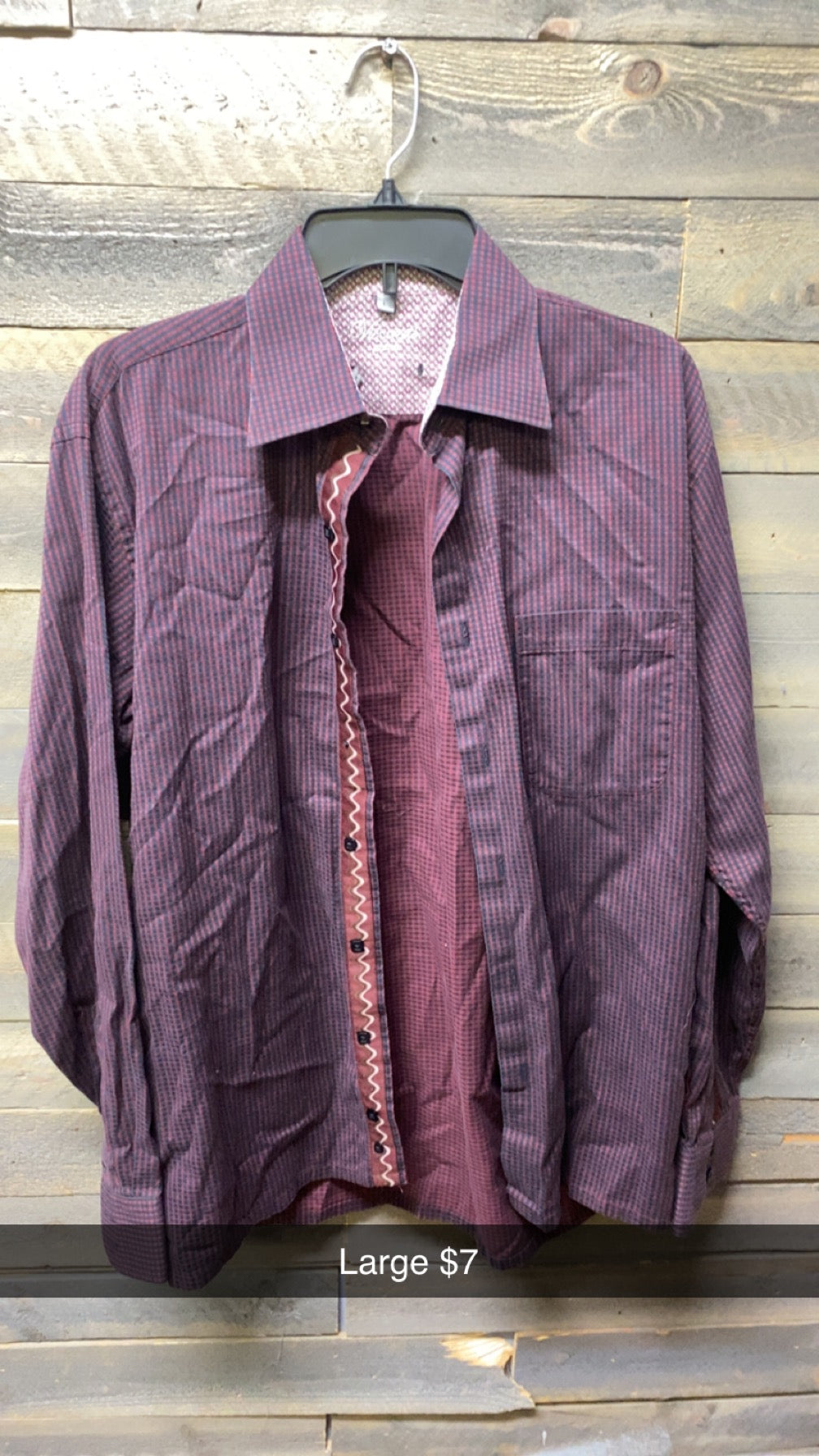 #152 Mens Maroon Checkered Button Up