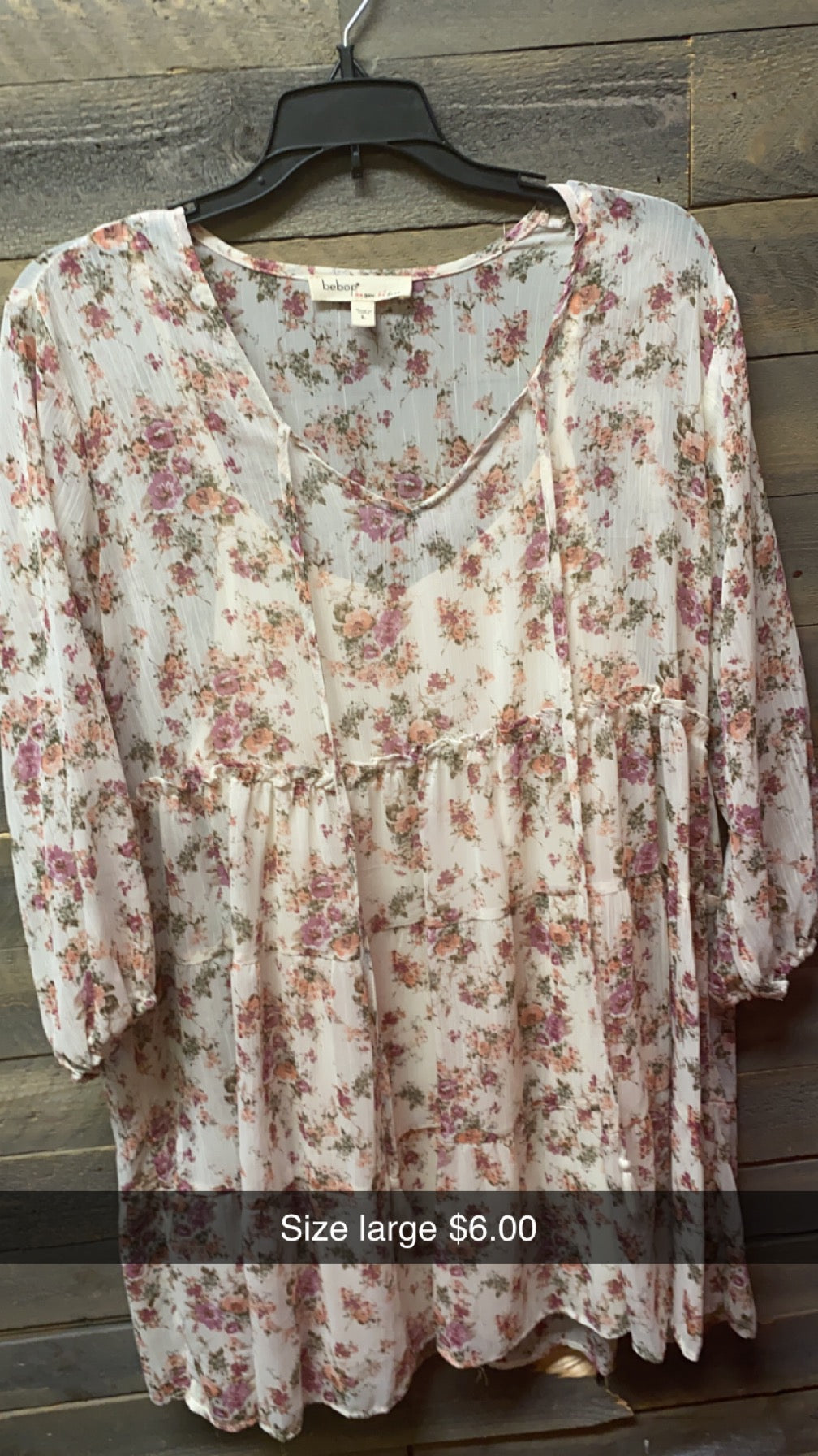 #156 white flower dress size large