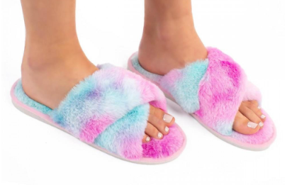 Womens Tye Dye Criss Cross Slippers