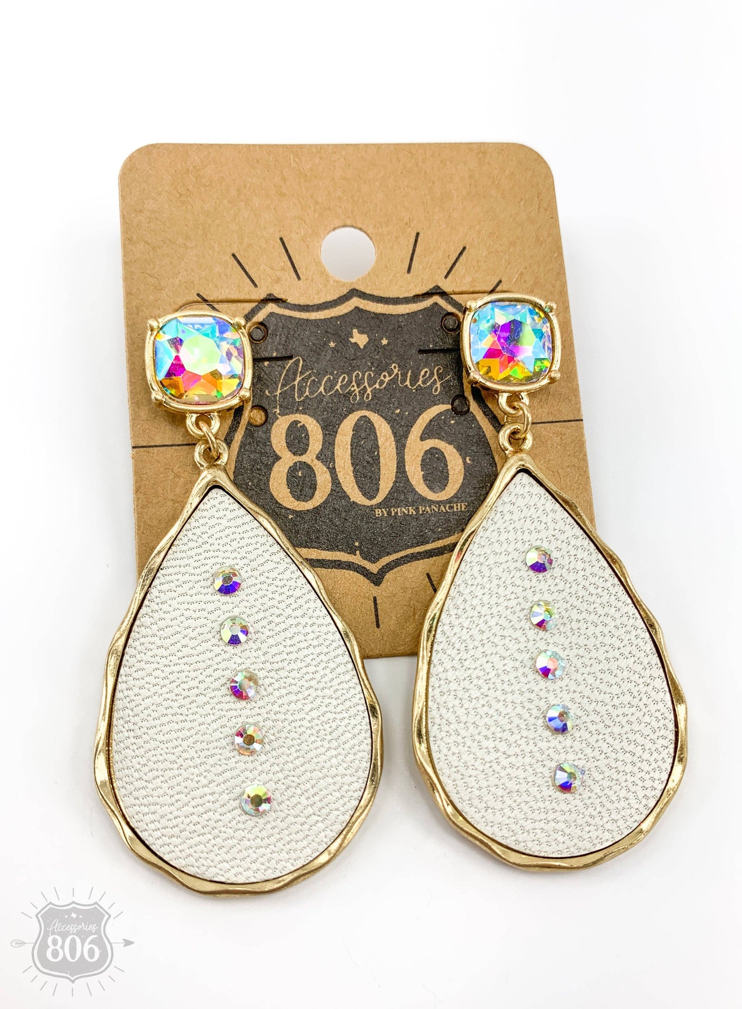 Teardrop post earring 806-E171 - LAST CALL: White