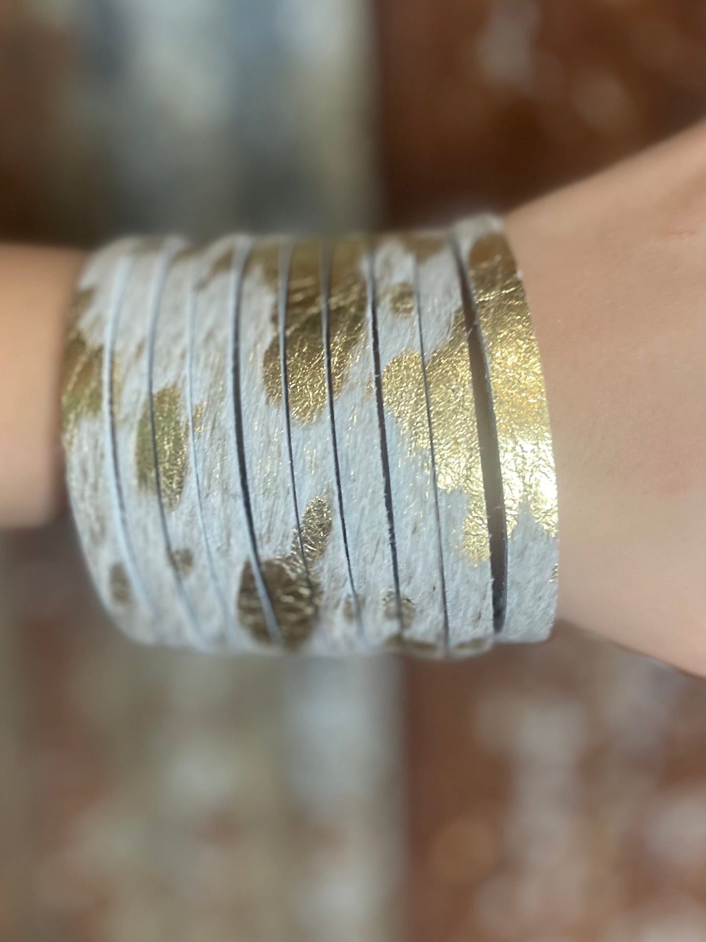 Gold cowhide cuff