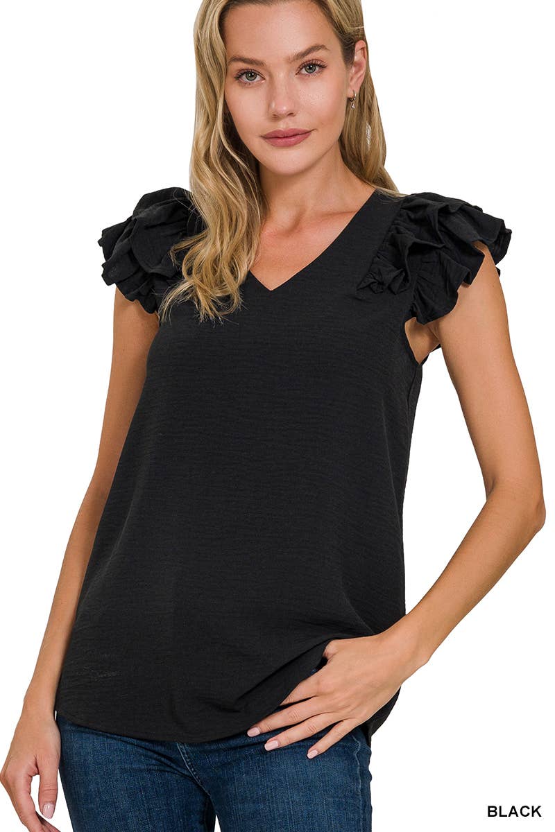 Ruffle Sleeve BLACK