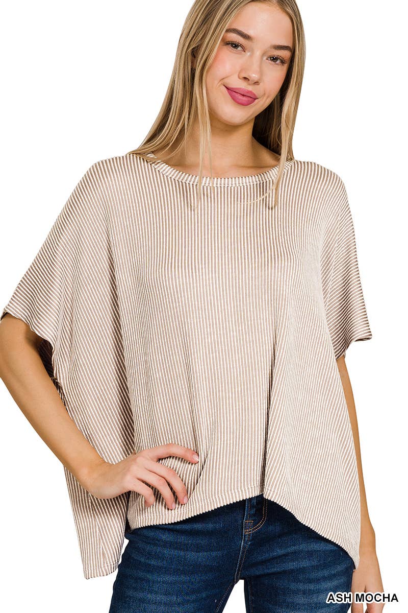 Ribbed Striped Oversized ASH MOCHA