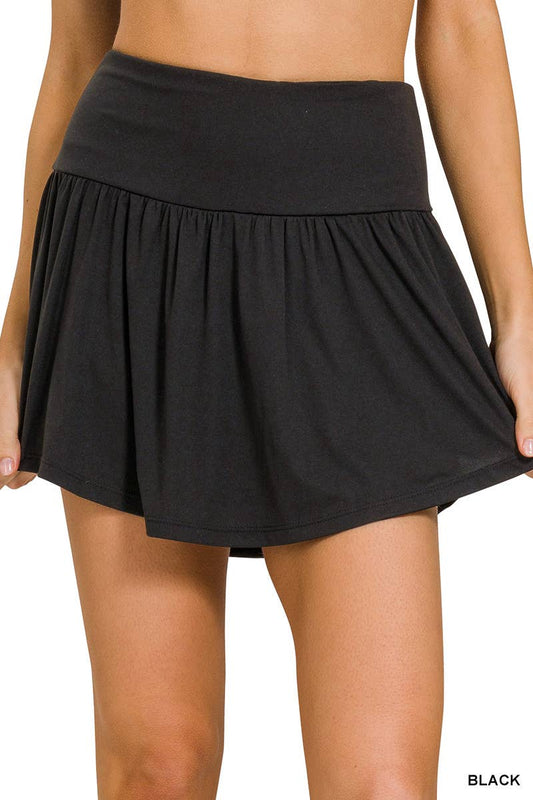 Wide Band Tennis Skirt BLACK