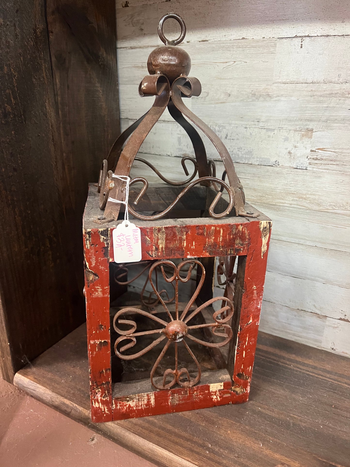 Metal Lantern Decor Red